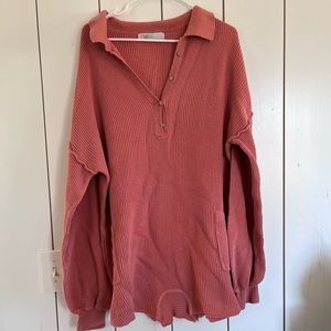 Free people pink ribbed romper size large